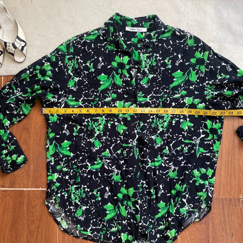 Samsoe Samsoe Button-Down With Black And Green Fl… - image 8